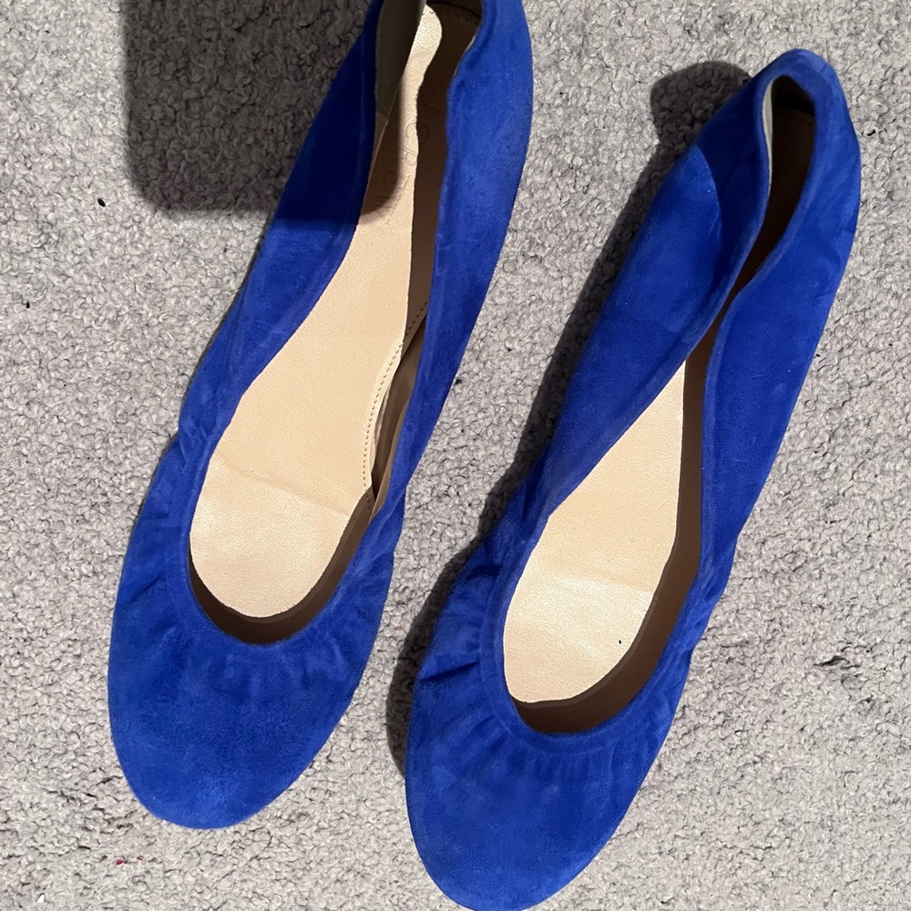 J Crew Royal Blue suede wedge heel flats